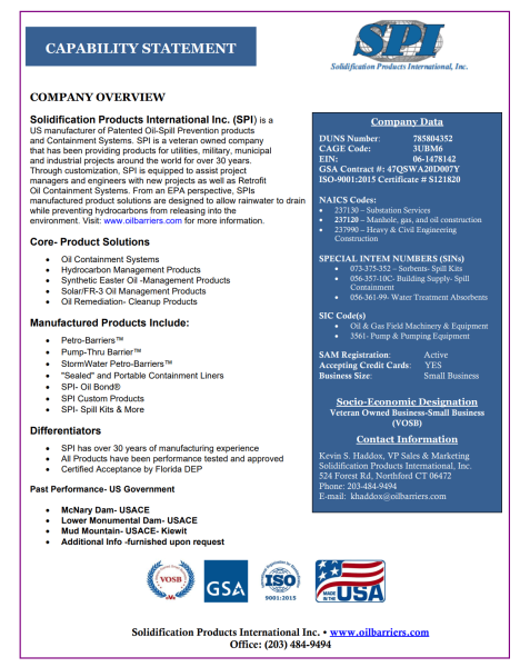 Capability Statement - Solidification Products International